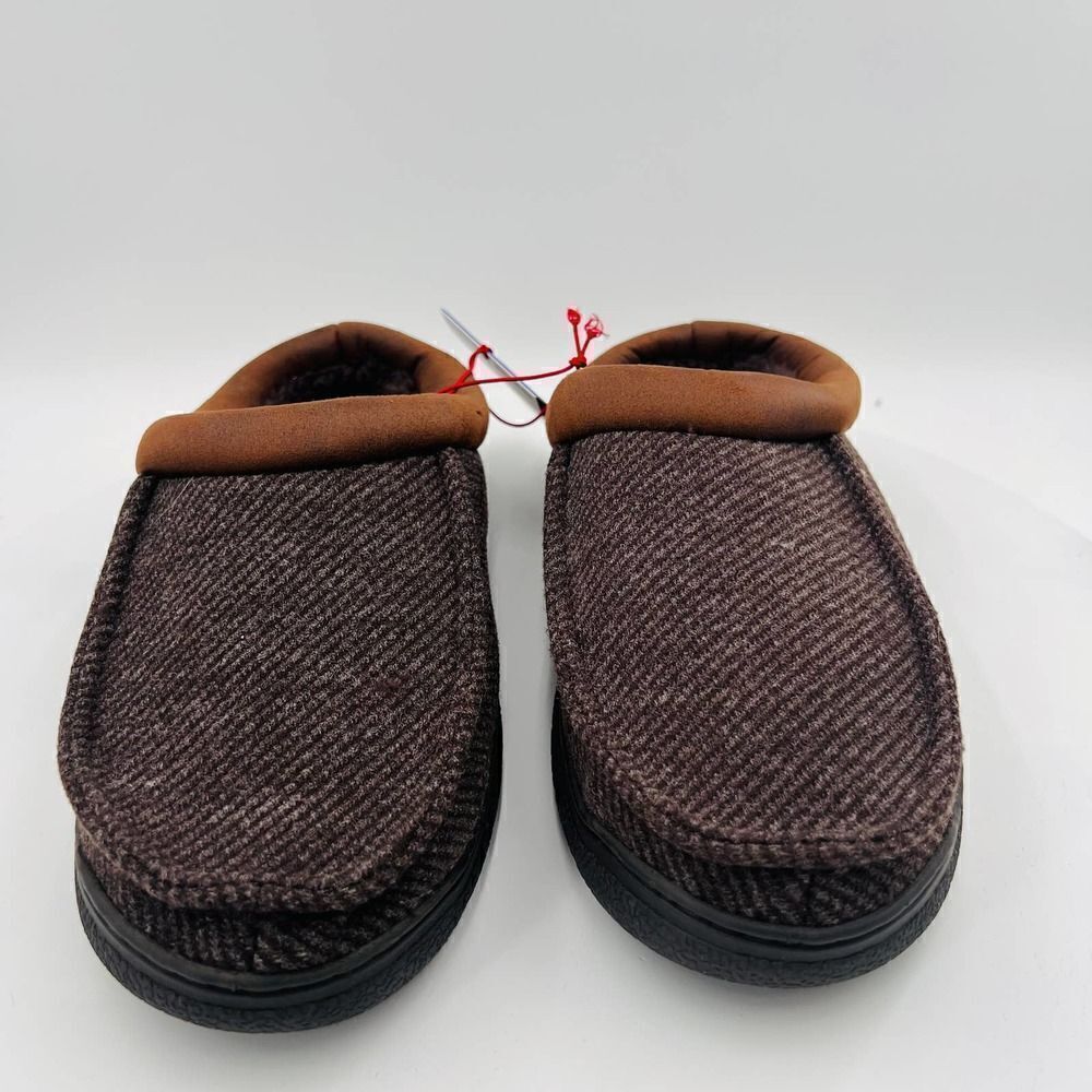 Dearfoams Men's Cozy Comfort Will Moc Toe Clog Brown Slipper Size 9-10 - Picture 3 of 13
